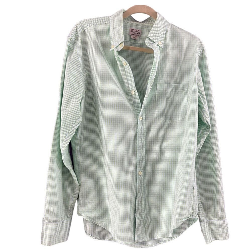 Men’s J. Crew Men’s Green Button Down Casual Dress Shirt Size Medium